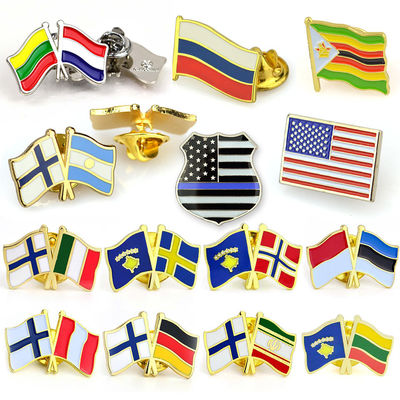 quality Yumuşak Enamel Metal Pin Badges Özel Ülke Bayrağı Pin Badge factory